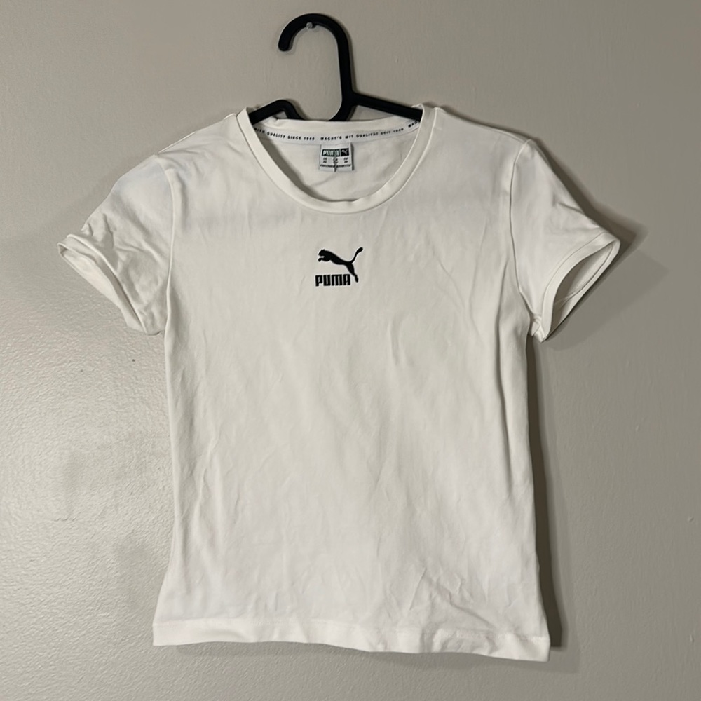 White Puma Crop Top logo tee XS